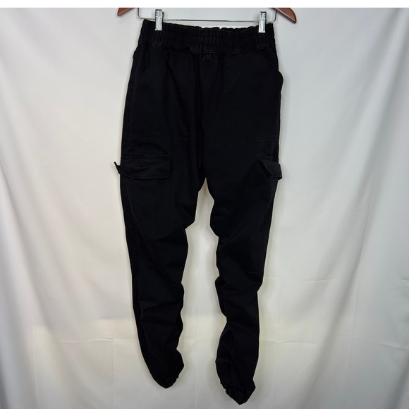 Blackicon Mens Cargo Jogger Pants Black Cotton Elastic Waist Stacked Size M - Picture 8 of 8